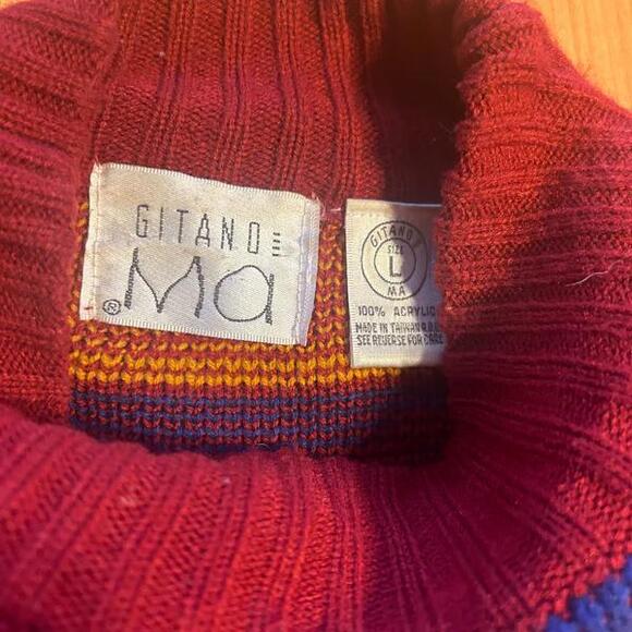 VTG 80/90’s Gitano Ma Acrylic Pattern Sweater Turtle Neck -L - Picture 2 of 3